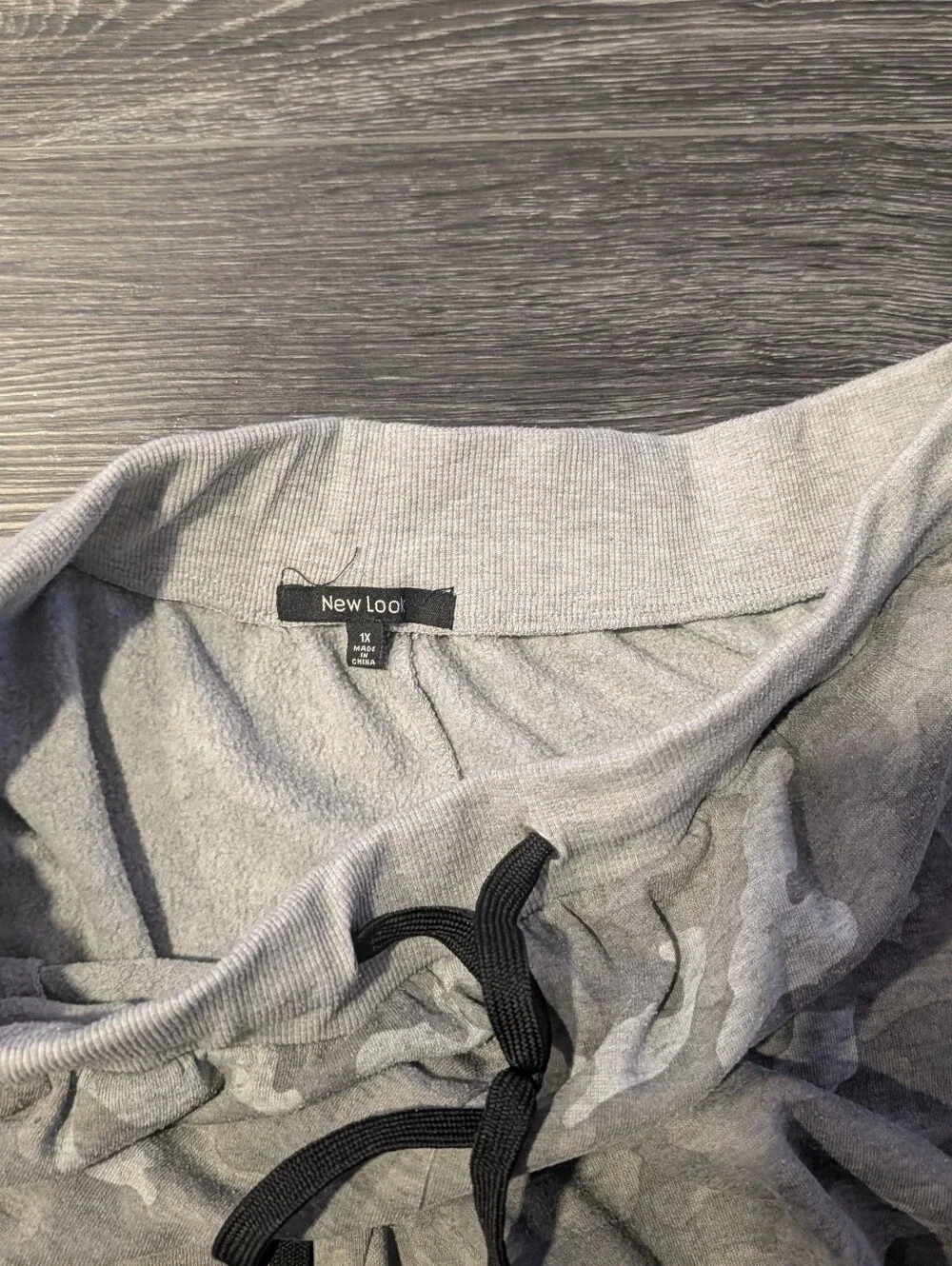New Look Gray Camo Track Joggers with Black Drawstring